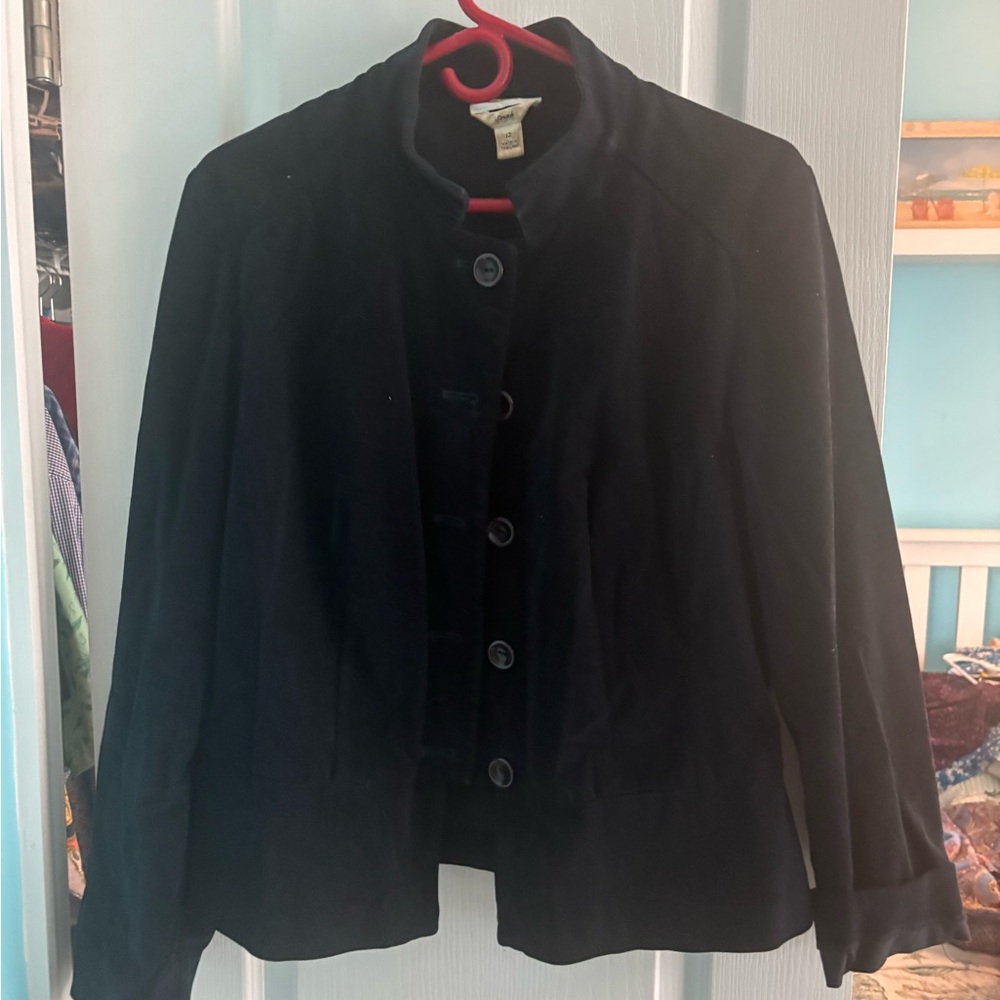 Talbots navy blue stretch velvet blazer
